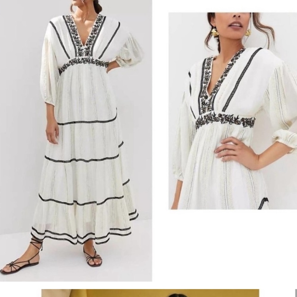 NWT Anthropologie Verb embroidered maxi dress, size xs